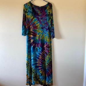 Vibrant Boho/Hippie Tie Dye Dress
